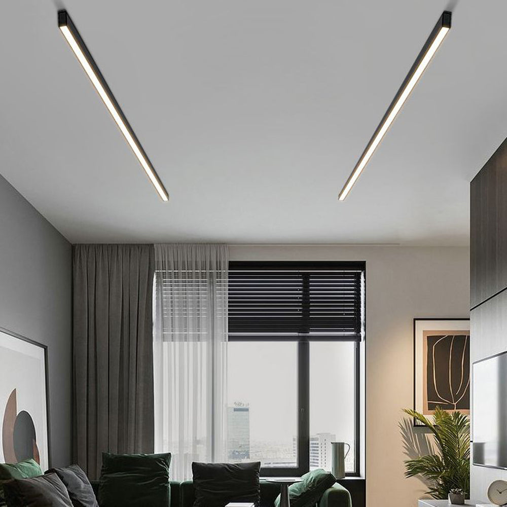 Arisha Moderna Minimalista Lineal Metal LED Lámpara de Techo Negra