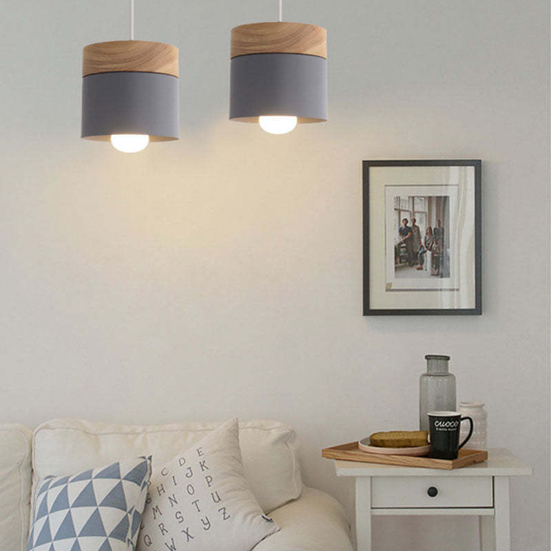 Valentina Nórdica Cilíndrica Metal LED Lámpara Colgante Gris/Blanca/Amarilla