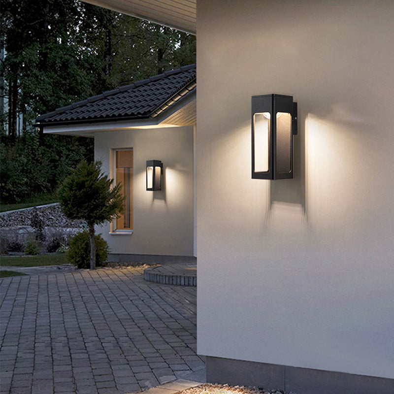 Ray Moderno Rectangular Aplique de Pared Exterior Negro
