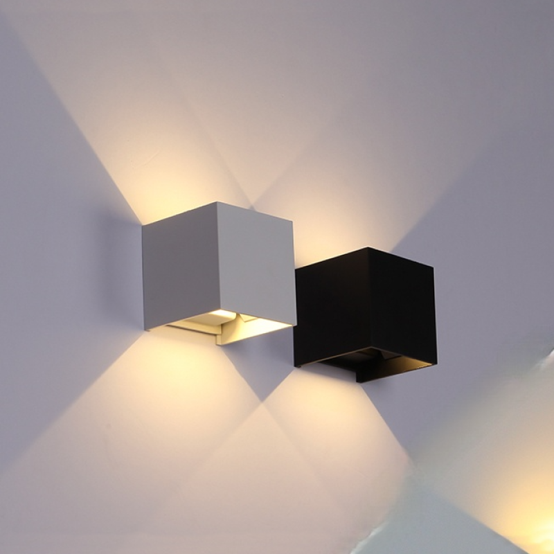 Ray Moderno Doble Foco Metal Aplique de Pared Exterior Negro/Blanco