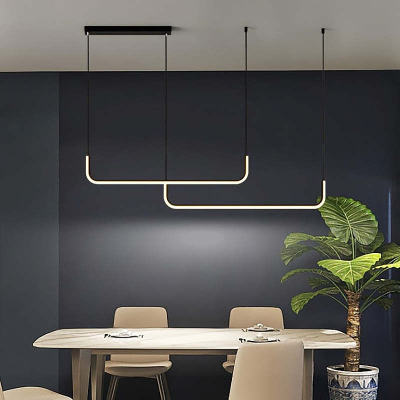 Arisha Minimalista Lineal Metal/Sílice Lámpara Colgante Dorada/Negra