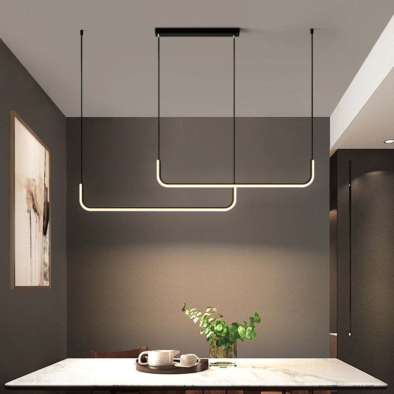 Arisha Minimalista Lineal Metal/Sílice Lámpara Colgante Dorada/Negra