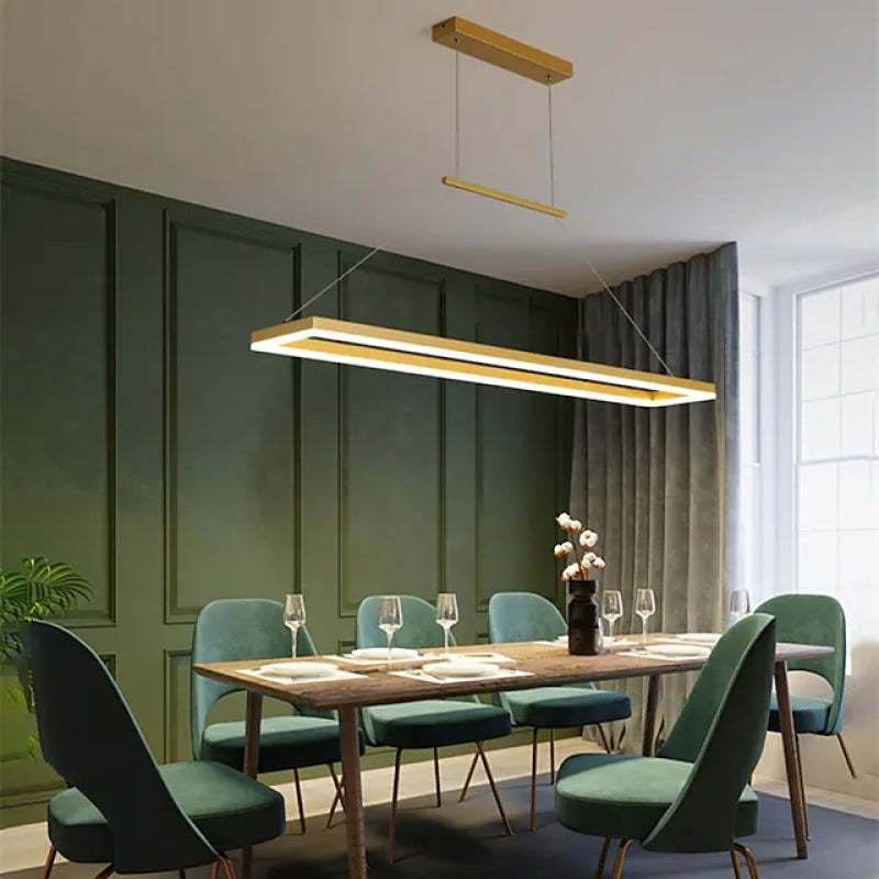Arisha Clásica Rectangular Metal Lámpara Colgante Café/Dorada