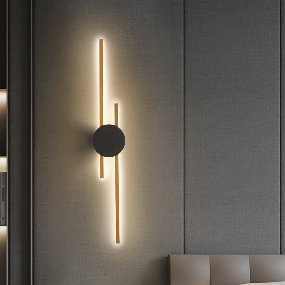 Arisha Moderno Lineal Metal/Acrílico LED Aplique de Pared Negro/Dorado