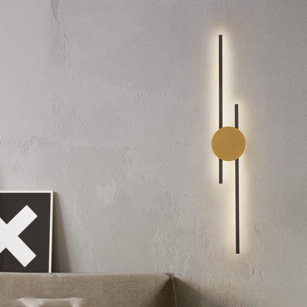 Arisha Moderno Lineal Metal/Acrílico LED Aplique de Pared Negro/Dorado