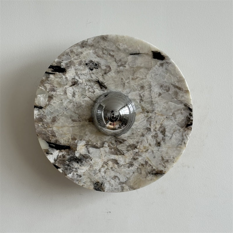 Zeno Modern Minimalist Round Chrome Marble Metal Wall Sconce - Lamp Copper