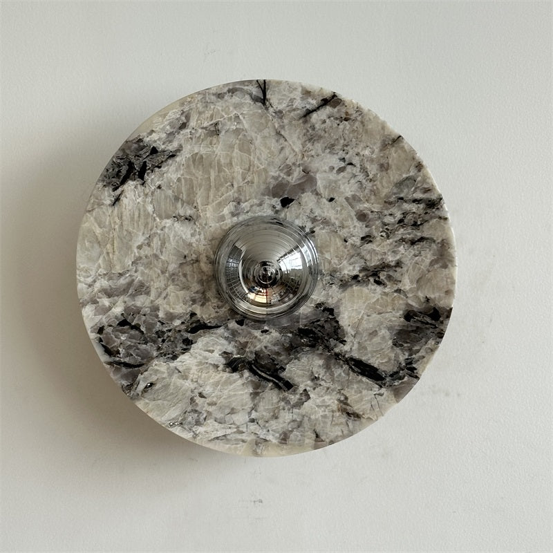 Zeno Modern Minimalist Round Chrome Marble Metal Wall Sconce - Lamp Copper