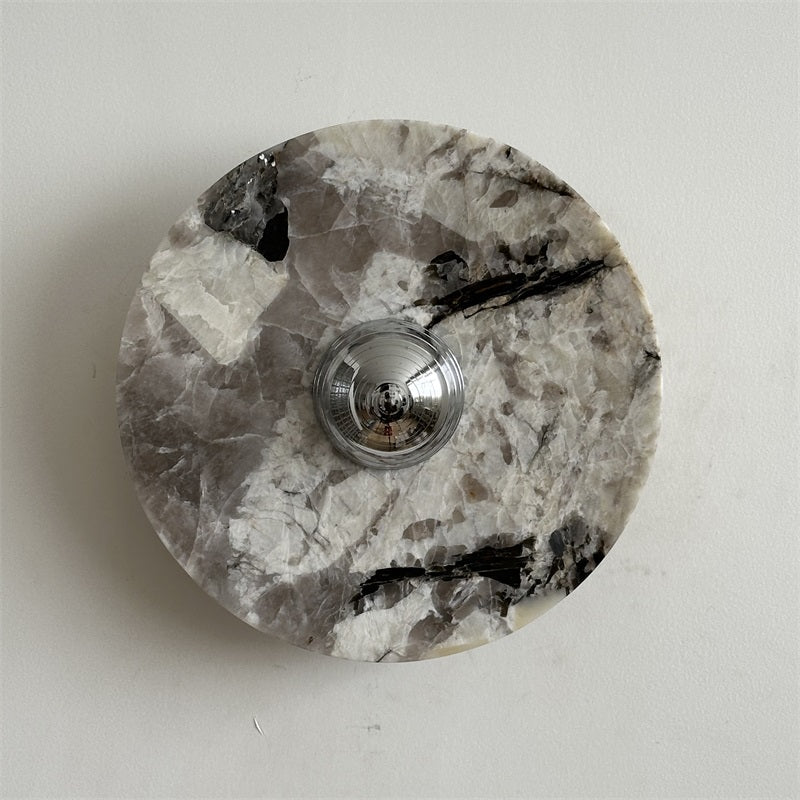 Zeno Modern Minimalist Round Chrome Marble Metal Wall Sconce - Lamp Copper