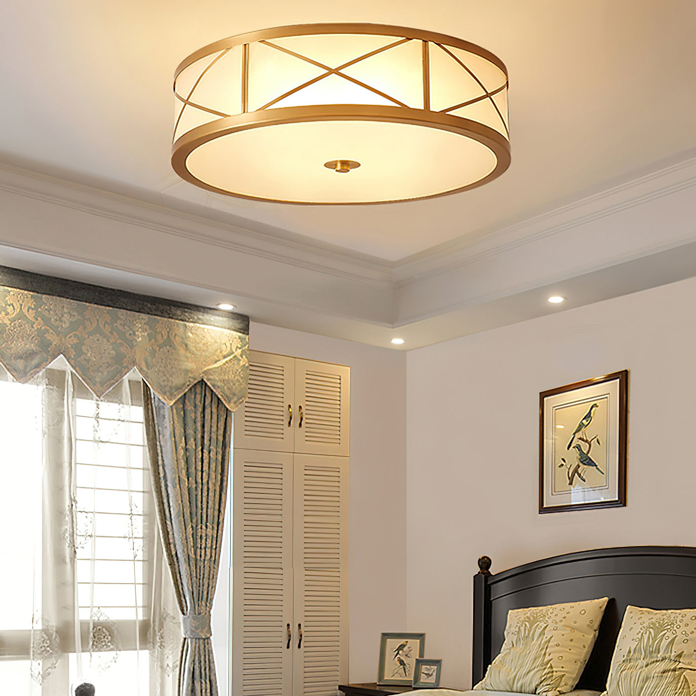 Vovene Modern Minimalist Brass Glass Ceiling Light - Lamp Copper