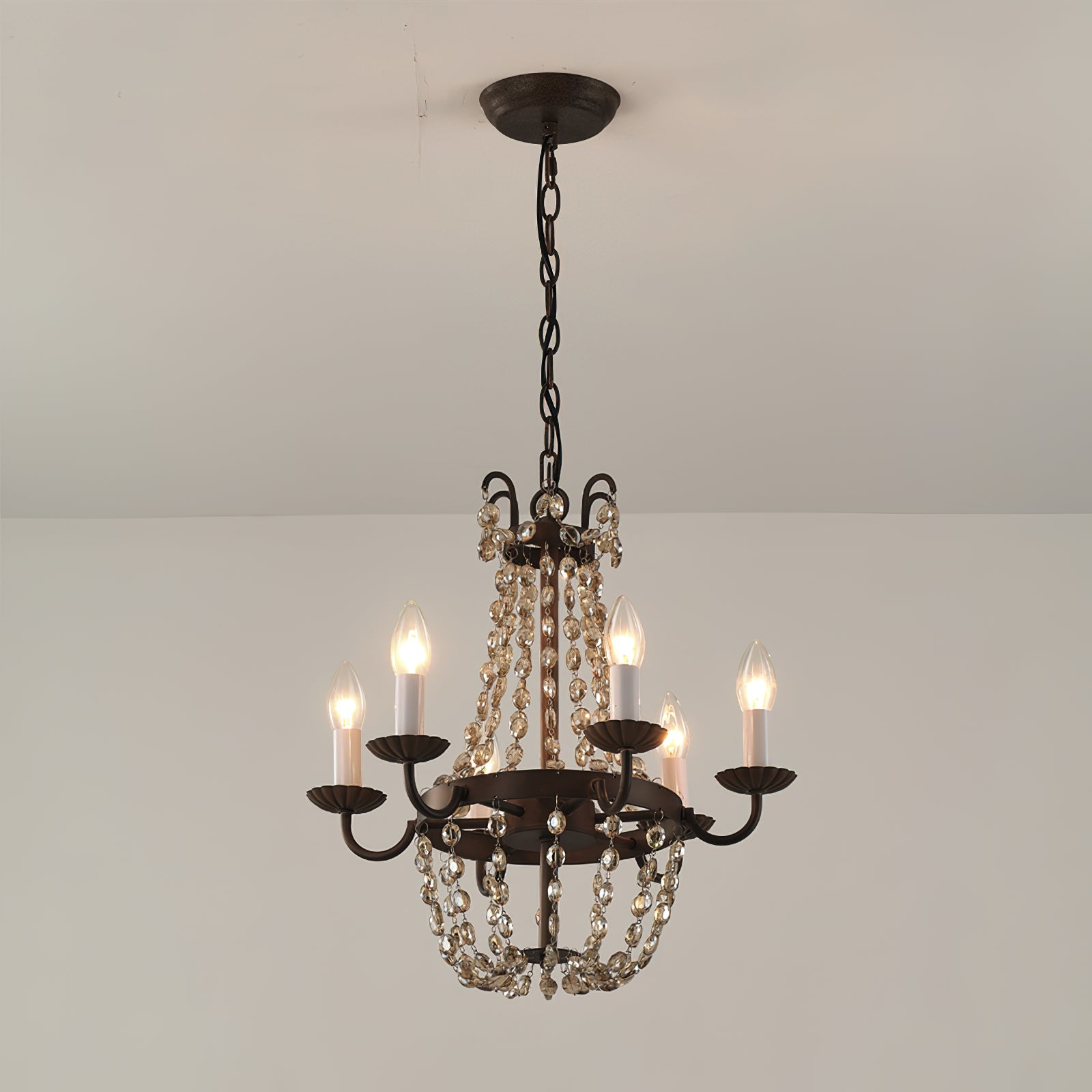 Oraeisra Vintage Flea Market Crystal Chandelier - Lamp Copper