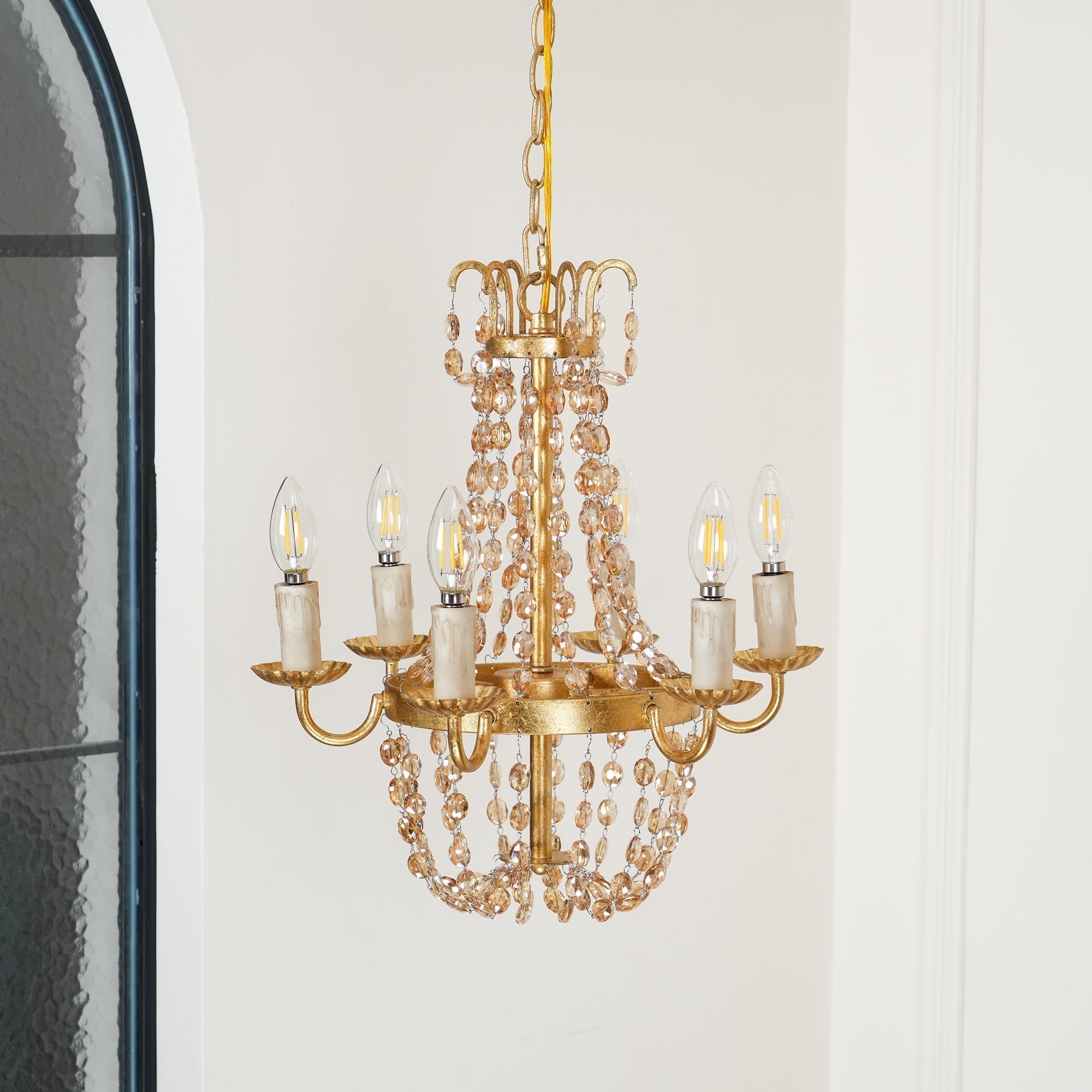 Oraeisra Vintage Flea Market Crystal Chandelier - Lamp Copper