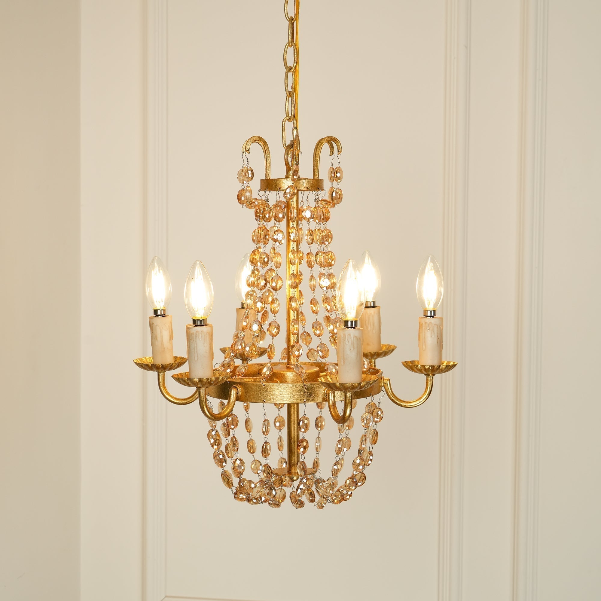 Oraeisra Vintage Flea Market Crystal Chandelier - Lamp Copper