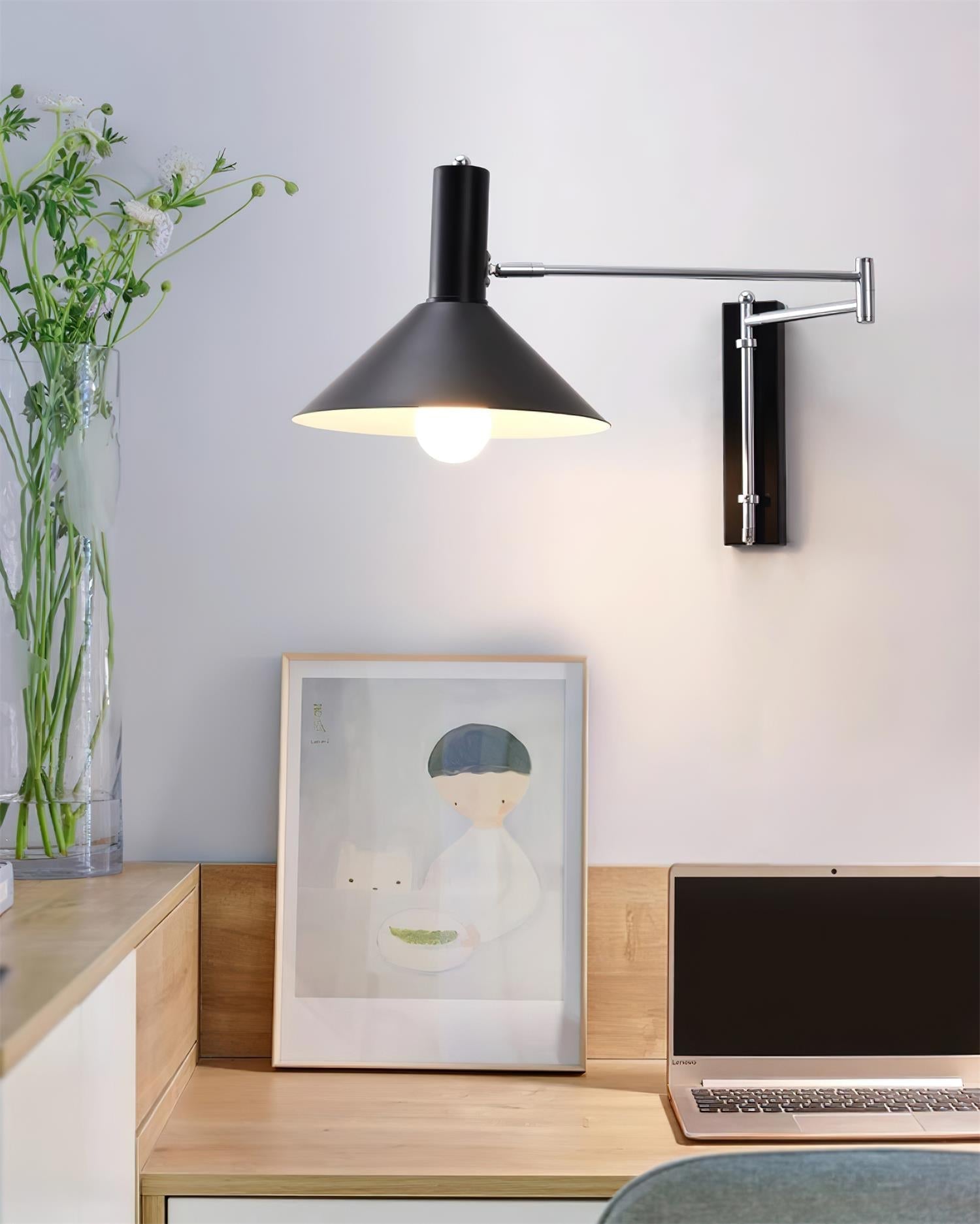 Wall Lamp Modern Adjustable Metal Arm Red Shade Reading Light - Letslighting