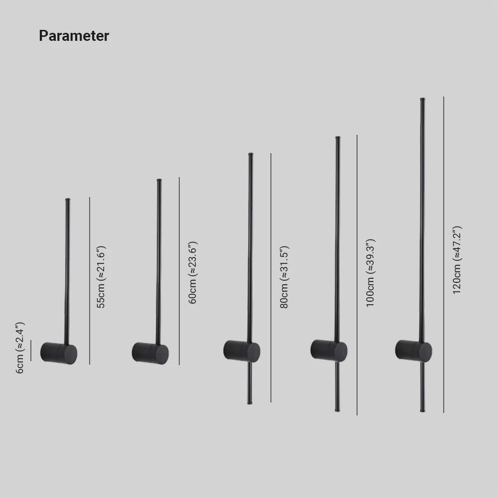 Arisha Minimalita Lineal Metal LED Aplique de Pared Negro