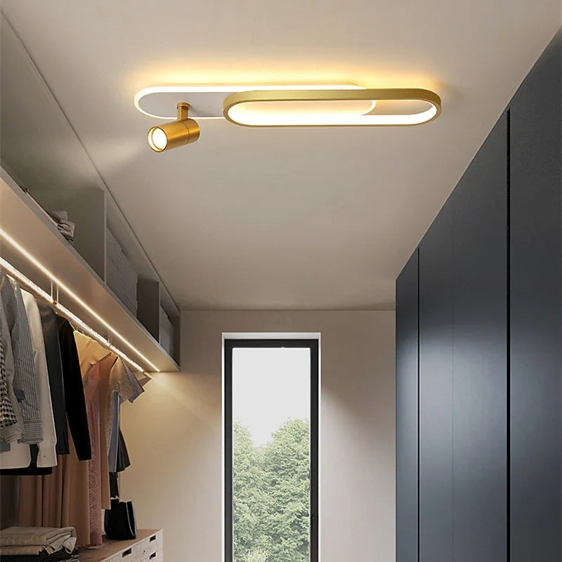 Aim Moderna LED Foco Metal/Acrílica Lámpara de Techo Negra/Dorada