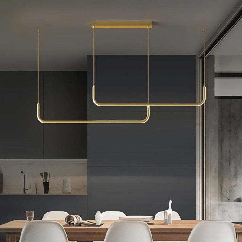 Arisha Minimalista Lineal Metal/Sílice Lámpara Colgante Dorada/Negra