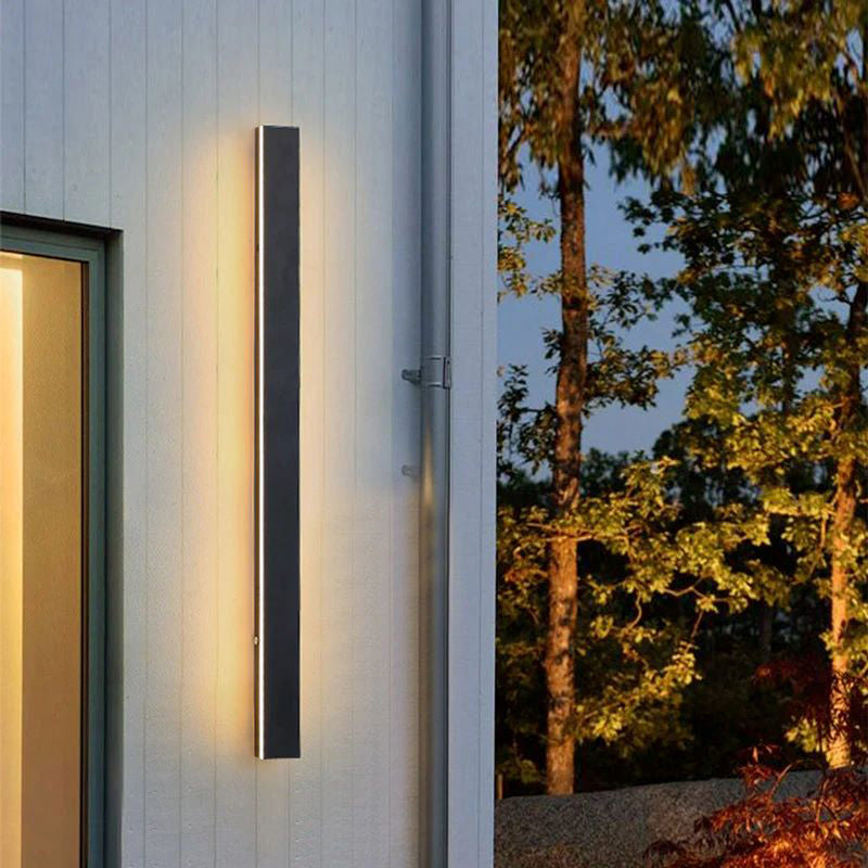 Ray Minimalista Lineal Metal Acrílico Aplique de Pared Exterior Negro