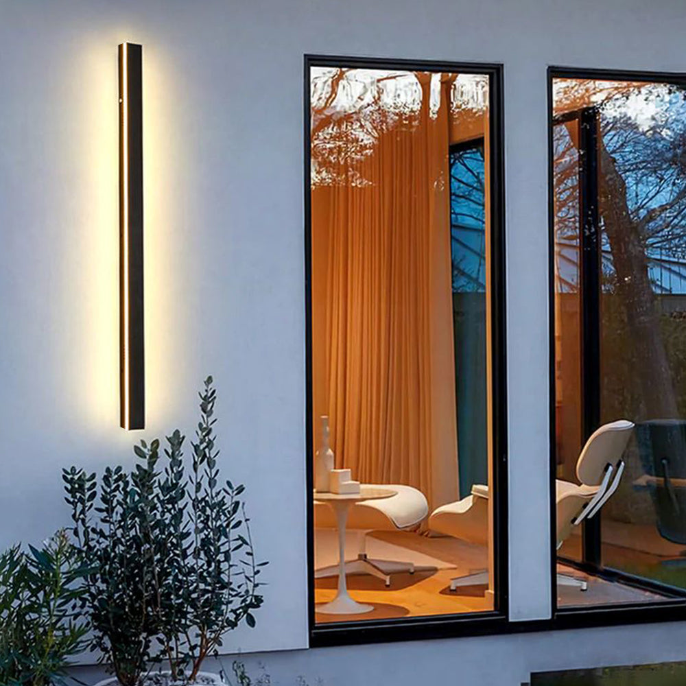 Ray Minimalista Lineal Metal Acrílico Aplique de Pared Exterior Negro