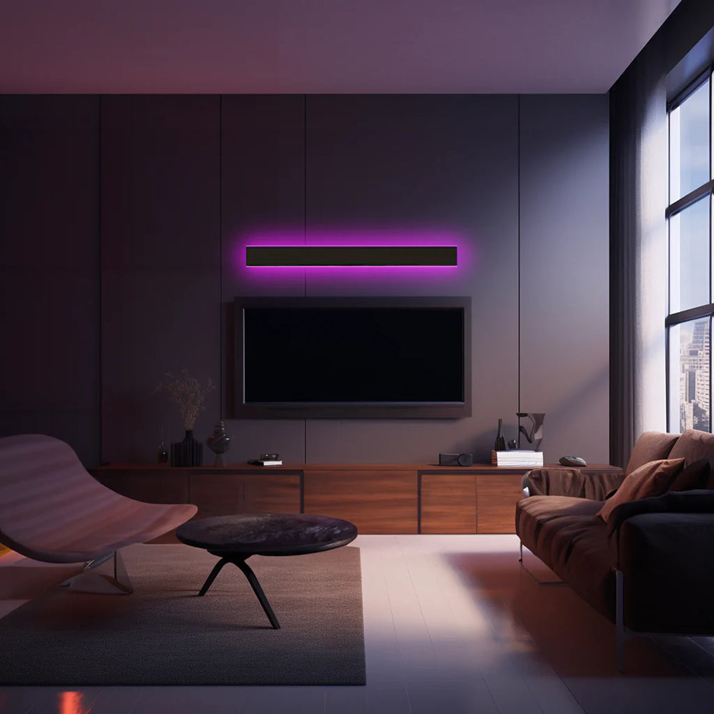 Ray Minimalista Lineal Metal Acrílico Aplique de Pared Exterior Negro
